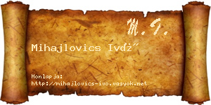 Mihajlovics Ivó névjegykártya